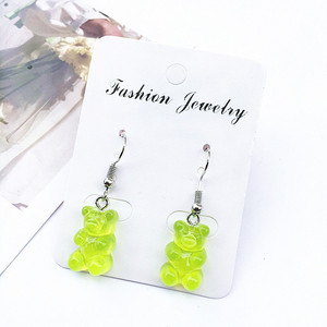 2025 usine en gros mode corée mode couleur bonbon gelée ours boucles d'oreilles mignon résine gommeux ours boucles d'oreilles pour filles enfants - Product Image 5