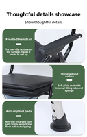 Chaise de toilette pliante réglable à 5 niveaux en alliage d'aluminium avec siège de toilette, capacité de 100 kg pour personnes âgées et handicapées