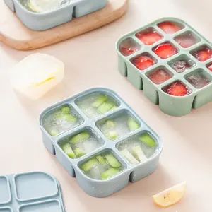 Food Grade Silicone Fruit Pures Freezer Tray Baby Snack Armazenamento Seis Grades Silicone Ice Cube Tray Mold Com Freeze Container