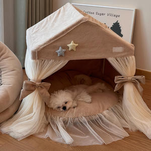 Cama de princesa para mascotas de encaje, tienda de campaña semicerrada a la moda para todas las estaciones, nido creativo de felpa para perros y gatos para uso en interiores - Product Image 1