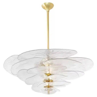 JYLIGHTING Suspension Luminaire Moderne en Verre Soufflé Vert Clair, Modèle Lys, Texturé à Niveaux pour Salon