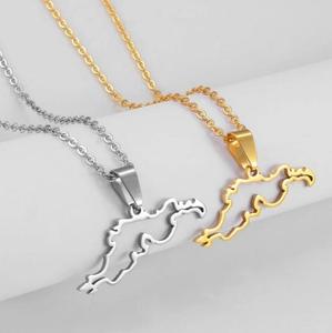 Inspire Jewelry <span class=keywords><strong>Islas</strong></span> Vírgenes Británicas <span class=keywords><strong>Mapa</strong></span> Contorno Colgante Collar 18K Chapado en oro Unisex BVI Charm Collar Hermoso Cultural - Product Image 1