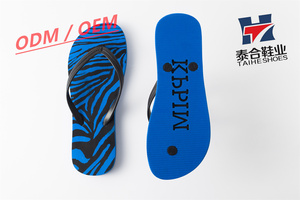 Tongs de <span class=keywords><strong>luxe</strong></span> imprimées en bleu à bout ouvert pour hommes, pantoufles légères antidérapantes confortables et douces pour l'intérieur et l'extérieur pour l'été - Product Image 3