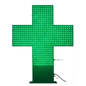 95*95cm Fábrica Fabricação Verde Puro Dupla Face LED Farmácia Cross Signage Tela LED ao ar livre