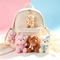 Porte-clés en peluche ours mignon avec chapeau, breloque de sac dessin animé, poupée en peluche, jouet en peluche, cadeau pour enfants, pendentif, personnalisé en usine
