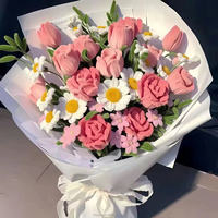 Fleurs artificielles en soie faites à la main, roses, brossettes, bouquet de mariage, artisanat et cadeaux DIY pour Halloween