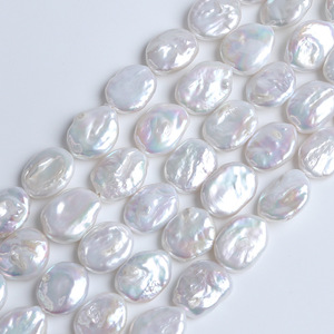 Perles d'eau douce naturelles de forme baroque ovale, blanches, 14-17 mm, perles en vrac pour la fabrication de boucles d'oreilles et de pendentifs - Product Image 2