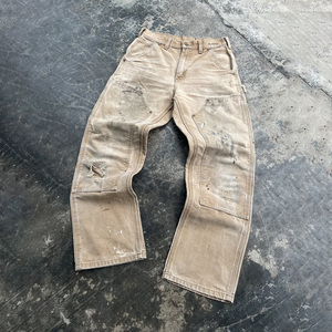 Op maat gemaakte heren <span class=keywords><strong>jeans</strong></span> met distressed patchwork, vintage gewassen blauwe denim, gescheurde details, paneelnaad en carpenterstijl - Product Image 2