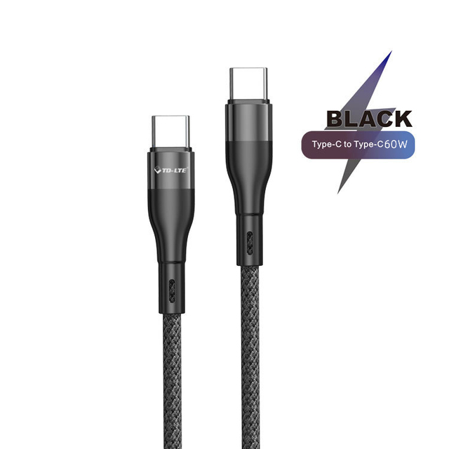 60W 3A Type C 1M Fast Charging Cord Braided USB C to USB C Cable Power Chargers PD High Speed Mobile Phone Charger Cable