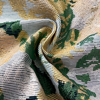Tissu Jacquard Floral Vert en Polyester et Coton, Poids Moyen 310 g/m², Style Vintage pour Housses de Canapé, Vêtements et Textiles de Maison