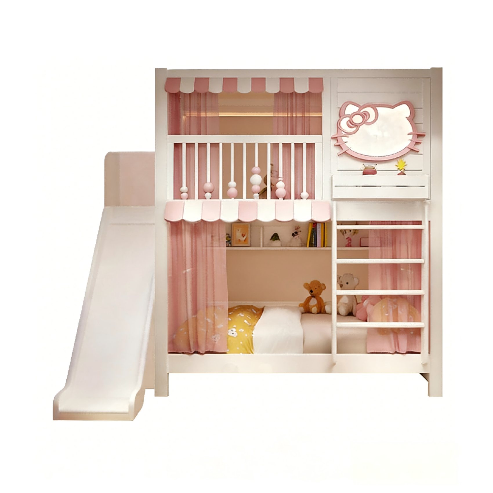 Lit superposé avec toboggan