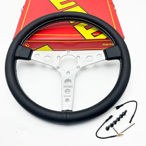 Vente directe usine Nouveau <span class=keywords><strong>volant</strong></span> de course universel en cuir de 14 pouces, pièce automobile premium, accessoire de voiture pour <span class=keywords><strong>MOMO</strong></span> - Product Image 4