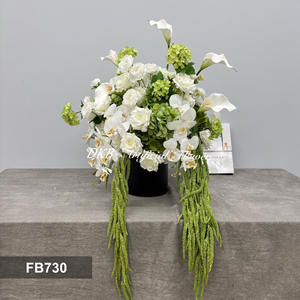 Arrangement <span class=keywords><strong>de</strong></span> fleurs <span class=keywords><strong>de</strong></span> mariage fait à la main <span class=keywords><strong>Bouquet</strong></span> <span class=keywords><strong>de</strong></span> <span class=keywords><strong>lys</strong></span> calla artificiel blanc vert Rose hortensia 50cm pièce maîtresse <span class=keywords><strong>de</strong></span> boule <span class=keywords><strong>de</strong></span> fleur - Product Image 3