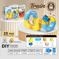 25 Pièces Kit de Train DIY à Engrenages Rotatifs et Circuits Suspendus avec Lumières Clignotantes, Jouet d'Assemblage pour Enfants, Coordination Oeil-Main, Cadeau d'Anniversaire