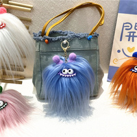 Adorable Monstre de Dessin Animé, Porte-Clés en Peluche, Poupée Monstre en Peluche, Pendentif de Sac Bouche en Saucisse, Créative Poupée en Peluche Moche, Cadeau