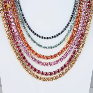 Hip Hop 6.5mm Colorful Orange Red Green Pink VVS Diamond Moissanite Chain For Men Women