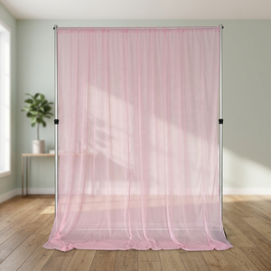 Adjustable Telescopic Pipe and Drape Romantic Pink Sheer Fabric <b>Backdrop</b> Pipe <b>Stand</b> for Decoration - Product Image 5