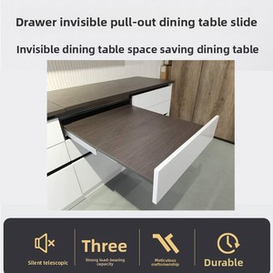 Tavolo da Pranzo Multifunzionale con Cassetti Nascosti, Scrivania Pieghevole per Ufficio, Binario Telescopico in Lega di Alluminio per Armadietto - Product Image 2