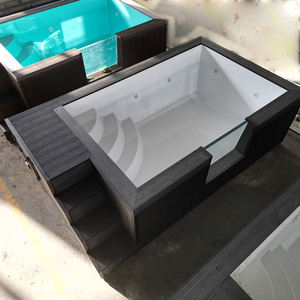 Piscinas de fibra de vidrio para exteriores a precios económicos de fábrica, jacuzzi con ventana de vidrio, color negro, piscinas elevadas de madera en China - Product Image 2