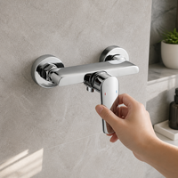 Mitigeur de douche et bain contemporain en laiton à jet de pluie unique avec barre coulissante, cartouche céramique, finition chromée pour appartement et hôtel