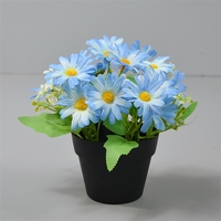 Ramos de Flores Artificiales de Margarita Blanca y Amarilla de 25 cm, Plantas en Maceta, Plantas Artificiales de Simulación