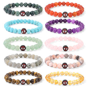 Unisex alla moda di cristallo curativo per bracciale con ciondolo ragno <span class=keywords><strong>uomo</strong></span> ciondolo in ceramica naturale perline di pietra naturale a forma di palla regalo - Product Image 1