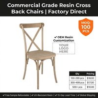 Chaise d'hôtel empilable à dossier croisé en résine Oka blonde, durable et imperméable - Design antique pour usage intérieur/extérieur
