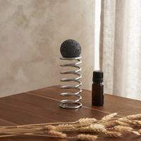Diffuseur d'huiles essentielles en acier inoxydable avec base à ressort et sphère en pierre de lave volcanique personnalisée, ensemble en vrac