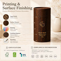 Caja de Cartón Rígido Personalizada de Cualquier Tamaño, con Diseño de Madera y Lámina Dorada, para Perfume, Aceite Esencial, Café, Regalos