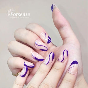 Forme ovale presse sur ongle longueur moyenne rose tourbillon acrylique 24 faux ongles avec colle faux ongles <span class=keywords><strong>prix</strong></span> de gros réutilisable fakenail - Product Image 4