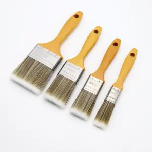 China Retail Wholesale Suppliers Household Cleaning Long Wood Handle 1-5 Inch Soft Pure Bristle Wall Paint Brushes