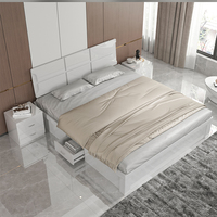Offre Spéciale chambre moderne ensemble king size stockage bois chambre meubles lit chambre haute brillance blanc 1800 mm ensemble de chambre en bois