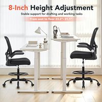 Chaise de bureau Shipborne Drafting Chair, chaise haute pour bureau debout, avec accoudoirs rabattables en maille, soutien lombaire ergonomique, chaise réglable