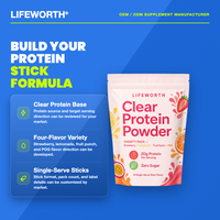 LIFEWORTH Saveurs de fruits 20 g Protéine en poudre transparente en bâtonnets variés 20g 4 saveurs Zéro sucre Nutrition sportive Shake quotidien