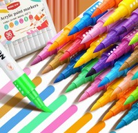 Lot de 48 marqueurs permanents double pointe 6 mm imperméables pour tissu, acrylique, roche, toile, céramique - Vente en gros usine