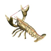 Adornos pequeños creativos de latón puro con forma de camarón de cuero, camarón simulado, mascota de té, camarón de mesa, camarón de imitación