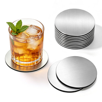 Ensemble de 6 sous-verres en acier inoxydable brossé, base antidérapante en EVA, résistants à la chaleur, pour bar et table à manger
