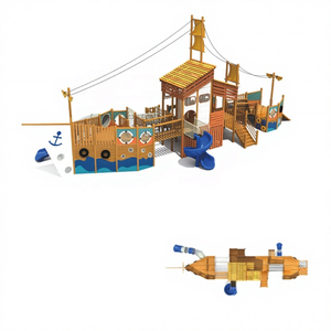 ملعب سفينة القراصنة للأطفال، معدات خارجية للأطفال، قارب للتمارين والترفيه، ملعب خشبي للراحة - Product Image 4