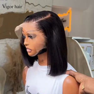 Parrucca in Capelli Umani Vergini Brasiliani al 250% per Donne di Colore, <span class=keywords><strong>Bob</strong></span> <span class=keywords><strong>Corto</strong></span> con Frontale in Pizzo HD Senza Colla - Product Image 2