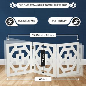 <span class=keywords><strong>Barrière</strong></span> décorative extensible autoportante pour chiens de petite/moyenne taille – Idéale pour les escaliers, les portes et les couloirs - Product Image 2