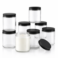 Bocaux en verre vides en gros 100g 150g 250g 500g avec couvercles en métal et plastique pour la fabrication de bougies, le stockage d'épices et de cosmétiques