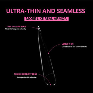 JIEYU PMMA/ABS Pointes d'ongles longues et pointues, couvrant entièrement l'ongle, transparentes, n'endommageant pas les ongles, pointes d'ongles carrées effilées pour les débutants en manucure - Product Image 2