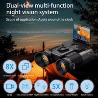 Z9155 Teropong Penglihatan Malam Digital dengan Dudukan Helm, Teleskop IR 5X+8X Zoom 4K Tahan Air, Perlengkapan Taktis untuk Patroli di Kondisi Cahaya Rendah