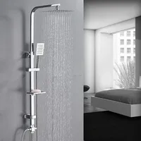 Ensemble complet de colonne de douche noire Acier inoxydable noir mat Ensemble de colonne de douche à effet pluie simple eau froide 2 fonctions