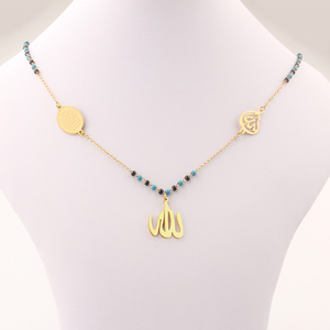 สร้อยคอจี้ลายอิสลาม มุสลิม อัลลอฮ์ สร้อยลูกปัดสแตนเลสขนาด 3 มม. สร้อยประคำ อิสลาม เครื่องประดับทางศาสนา - Product Image 6