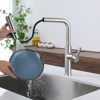 Vente chaude mitigeur cascade robinet de cuisine nickel brossé robinets d'évier chaud et froid robinets de cuisine mitigeur