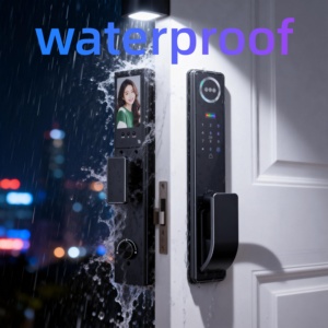 Meilleur rapport qualité-prix : Serrure de porte intelligente avec application Tuya, caméra WiFi, <span class=keywords><strong>reconnaissance</strong></span> d'empreintes digitales et faciale, commande <span class=keywords><strong>vocale</strong></span> IA pour portes métalliques/bois - Product Image 3