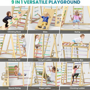 Rak Panjat Kayu Montessori untuk Bayi, Dinding Panjat Anak dengan Ring Senam, Set Perosotan, Perabot Anak - Product Image 4