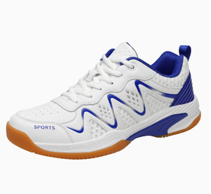 Chaussures de badminton blanches légères et rembourrées, baskets athlétiques respirantes antidérapantes à lacets pour hommes et femmes - Product Image 2
