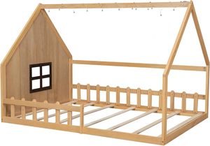 Montessori Huis Vloer <span class=keywords><strong>Bed</strong></span> Custom Hout Kinderen Trapbed Nieuwe Aankomst Grote Verlichte Enfant Slaapkamer Of Hotel Meubilair - Product Image 3